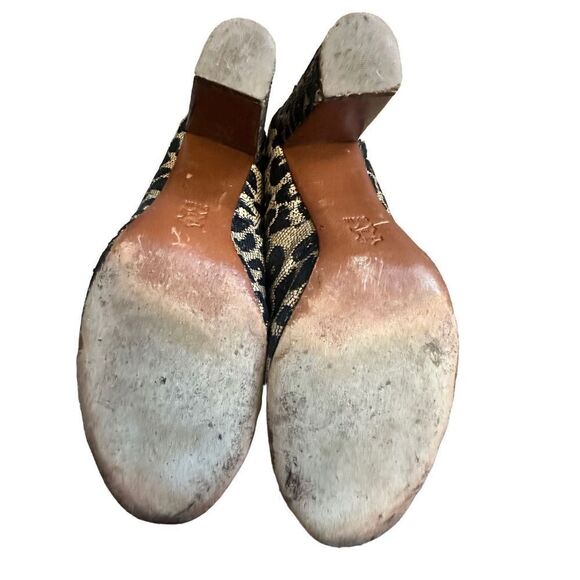 Tory Burch Canvas Animal Print Leather Pumps - Picture 3 of 14